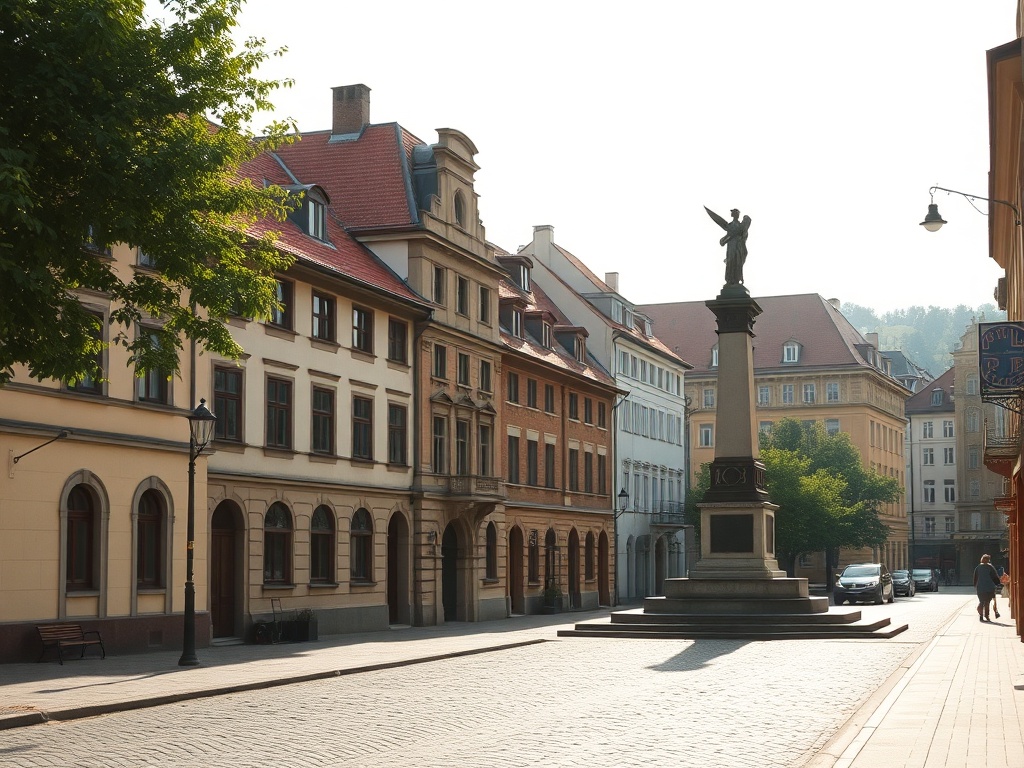 Zdjęcie przedstawiające fragment Krasnegostawu w stylu retro, sugerujące atmosferę lat 70.